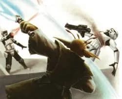 Un Jedi Gran effectuant un coup en déflexion