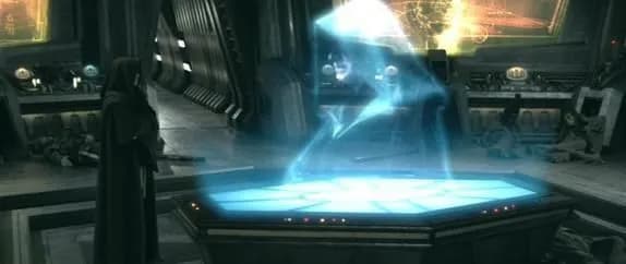 Darth Vader rapporte sa victoire à l'Empereur.
