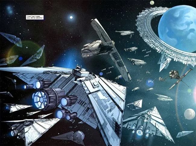 La flotte de l'Alliance prise en étau entre celle de l'Empire et les chantiers navals