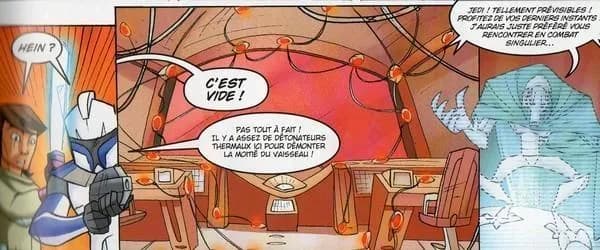 Anakin et Rex constatent que la passerelle du Deyvus est inoccupée. 