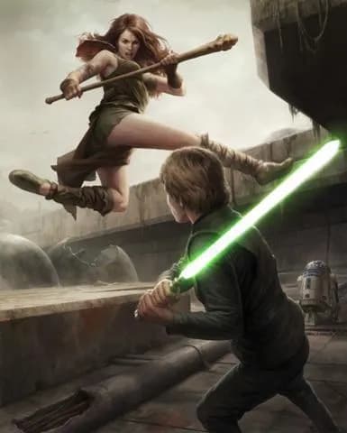 Skywalker face Teneniel Djo lors de l'exploration du Chu'unthor.