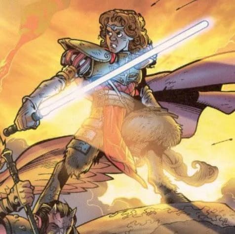 Le Maitre Jedi Valenthyne Farfalla lors de la Bataille de Ruusan