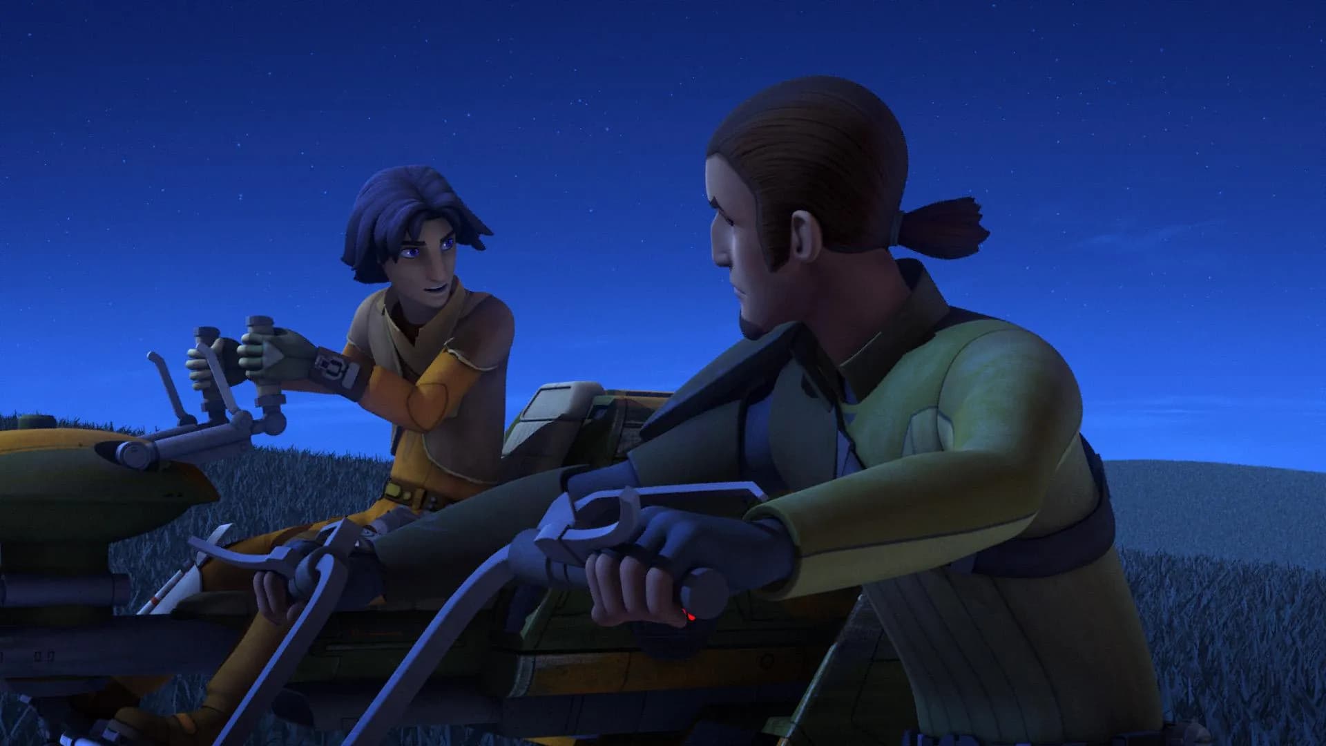 Ezra et Kanan sur leurs Speeder Bikes