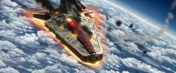 Le Star Destroyer Venator Liberty de la Flotte de l'Open Circle en mauvaise posture. 