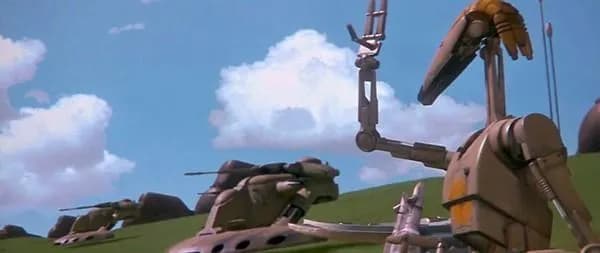 Le Droïde Commandant OOM-9 à la tête de ses CAB lors du Blocus de Naboo. 