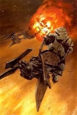 Un Scout Trooper aux commandes d'une 74-Z. 