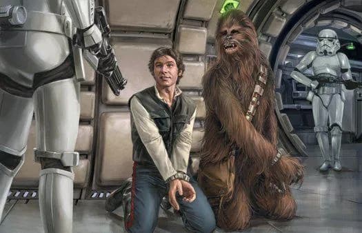 Han Solo et Chewbacca arrêtés par les Stormtroopers