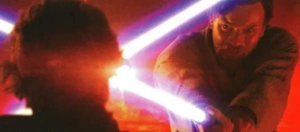 Obi-Wan Kenobi utilisant une défense par domination sur Mustafar