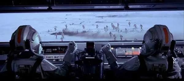 Des Pilotes d'AT-AT de la Force Blizzard en action pendant la Bataille de Hoth. 