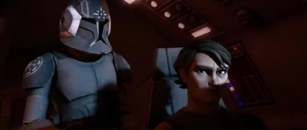 Le Soldat Clone des Opérations Furtives Spark aux côtés du Général Jedi Anakin Skywalker. 