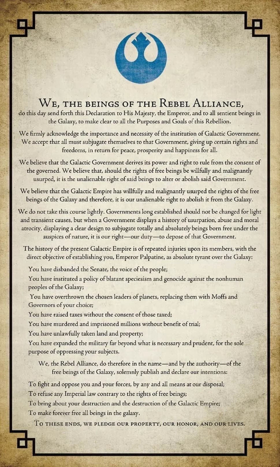 Déclaration formelle de Rébellion