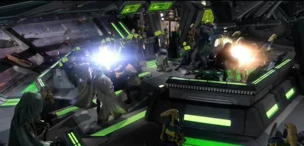 Kenobi et Skywalker essayent d'arrêter Grievous avant qu'il ne s'échappe