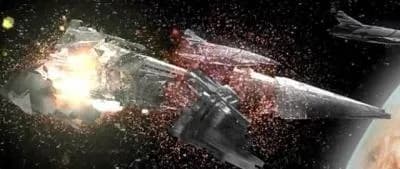 Le Ravager explose de l'intérieur suite à l'activation des bombes mandaloriennes placées par l'Exilée Jedi