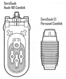 Deux modèles de comlink produits par SoroSuub