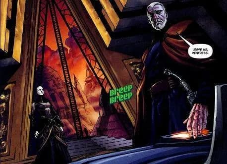Le Sith Darth Tyranus congédie sa servante : la Jedi Noire Asajj Ventress