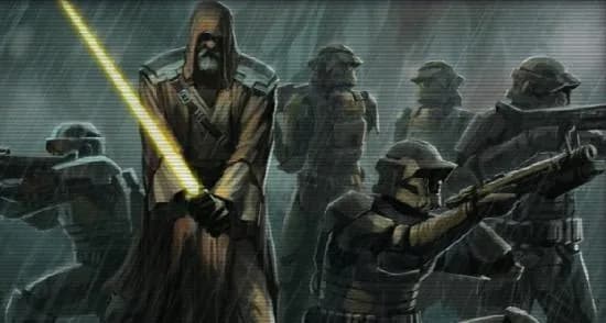 Le Maître Jedi Belth Allusis et ses hommes se préparent pour leur dernière bataille