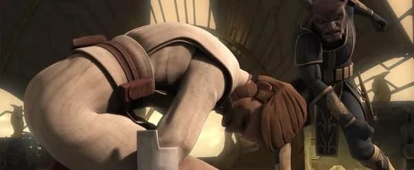 Le Haut Général Jedi Obi-Wan Kenobi face au Commandant Séparatiste Darts D'Nar.