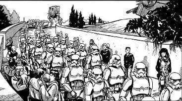 Les troupes impériales défilent devant les citoyens de Derilyn